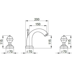 Смеситель для раковины на 3 отверстия, ручки Swarovski, цвет золото, ZZ Migliore Cristalia 27184