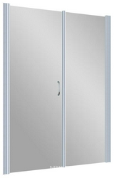 Дверь в нишу EP-F-2, 170x190 см, левая, распашная с неподвижным элементом, профильматовый хром, стекло сатин ZZ