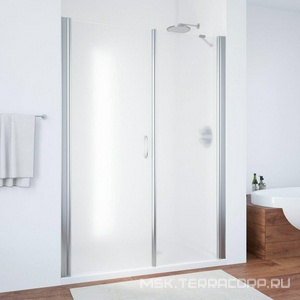 Дверь в нишу , 170x190 см, левая, распашная с неподвижным элементом, профильматовый хром, стекло сатин ZZ Vegas Glass EP-F-2 EP-F-2 170 07 10/левая