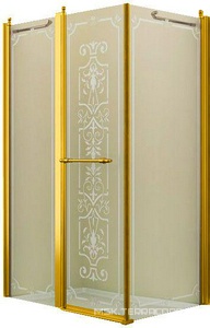 Душевое ограж, угловое, прямоугольное, 1200х900хh1950мм, дверь распашн. СЛЕВА 420мм, (профиль цв. золото, стекло 6мм прозр.мат.рисунк.),  ZZ Romance Collection Skara SK.E3.120.С1.TGFP G КЛАССИКА