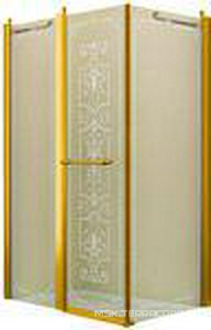 Душевое ограж, угловое, прямоугольное, 1200х900хh1950мм, дверь распашн. СЛЕВА 420мм, (профиль цв. золото, стекло 6мм прозр.мат.рисунк.),  ZZ Romance Collection Skara SK.E3.120.С1.TGFP G КЛАССИКА