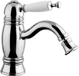 Смеситель для биде, с д/к, (цв. хром, ручка цв. белый),  ZZ Gaia Canterbury RB 6325 CR