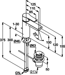 Смеситель для раковины, однорычажный, с дон. клап., гибк.подвод., хром Kludi Zenta SL 482900565