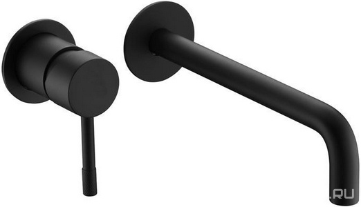 Смеситель для раковины из стеены С ВНУТРЕННЕЙ ЧАСТЬЮ, Uno цв. черный, ZZ Boheme Spectre 465-B