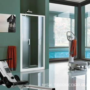 Дверь в нишу  распашн. вовнутрь и наружу 2-х створч 107-111хh195см, вход 92см, (стекло прозр. + StarClean, профиль цв.чёрный матовый),  ZZ Samo Cee Art B0935 L96 TR + DF01StarClean