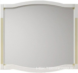 Зеркало Лаура 100, 980*900*22 мм, цвет белый матовый с бежевой патиной/swarovski золото, крепеж в комплекте, ZZ