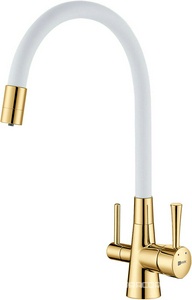 Смеситель для кухни Comfort LM3075G-White , излив белый/золото, ZZ Lemark comfort LM3075G-White