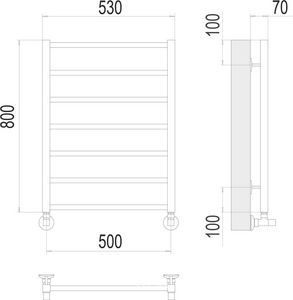 (ЦЕНА ПО ЗАПРОСУ)Полотенцес-ль вод. "" П7 500х800, подкл. ниж., угол. со сгоном, эксцентрики, отраж. в компл., черн. мат. (RAL 9005 матовый), ZZ Terminus Контур 4670078533296  (4670078529657 + RAL 9005 матовый)