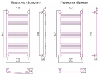 Полотенцесушитель ДР "+" прямая 800х400, 00-0220-8040,  ZZ Сунержа Богема 72125