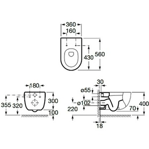 Унитаз подвесной, безободковый, MERIDIAN-N, БЕЗ крышки ZZ Roca Meridian 34624L000