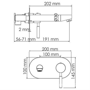 Смеситель встраиваемый в стену для раковины, с внутренней частью, цв.хром ZZ Wasserkraft main 4130