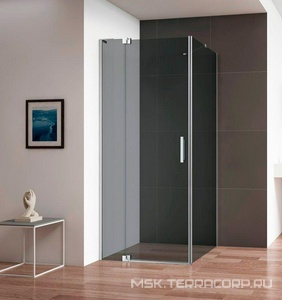 Душ уголок, дверь распашн.с неподв.сегм.900-(900-1000) x бок.стенка 885-895xh1950мм,прямоуг,правый/левый,(стекл.цв.GRIGIO 8мм,фурн.цв.хром),  ZZ Cezares Slider SLIDER-AH-1-90-90/100-GRIGIO-Cr