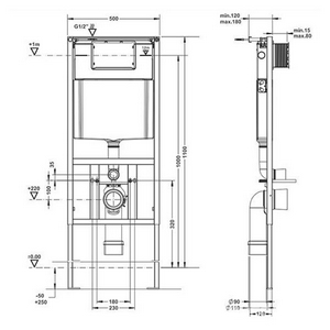 Монтажная рама с бачком, для подвесного унитаза, крепёж в компл, без клавиши смыва, Artceram ArtСeram Универсал 700.101