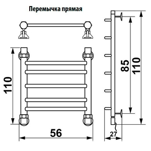 Полотенцесушитель электрический ""гр2 ВП(с полкой) 1000*500 мм, ТЭН слева ZZ Ника ЛП ЛП (г2) ВП 100/50 - электрический/ пульт слева