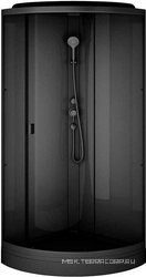 Душевая кабина Gem 90x90x205, верхн.душ, сифон, цв. черный матовый, стекло прозрач. XX
