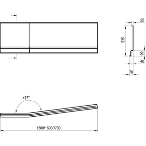 Передняя панель  для ванны  160 L белая Ravak BE HAPPY II CZ96100A00