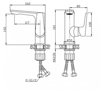 Смеситель для раковины, без д/к, (цв.хром),  BelBagno Ancona ANCONA-LVM-CRM