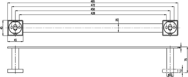 Полотенцедержатель 450мм, (цв.черный матовый),  ZZ Villeroy & Boch Elements – Striking TVA152001000K5