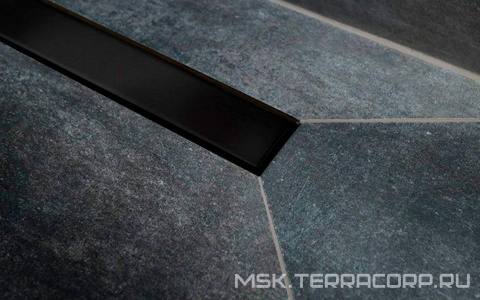 Дренажн.канал 750мм, готов.компл, сифон d50 вых.вбок,48л/мин, затвор(сухой/гидро), мин h монтаж 62мм, 2х стор.вставка цв.черный мат/под плитку, CFL ZZ Pestan Confluo Frameless Line 13701321