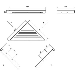 Полка угловая Slim, цвет черный/хром Ravak Универсал X07P576