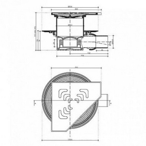 Трап для душа, выпуск гориз.50мм, (пластик, решетка нерж.сталь 194х194мм), Confluo Standard 20Х20 Angle 1 ZZ Pestan Standard Dry 13000013