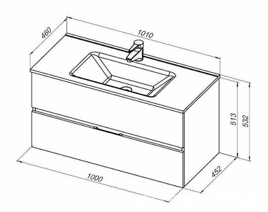 Тумба подвесная 100 см, 2 ящика, без раковины арт.254365 , цв.белый матовый Aquanet Алвита 277518