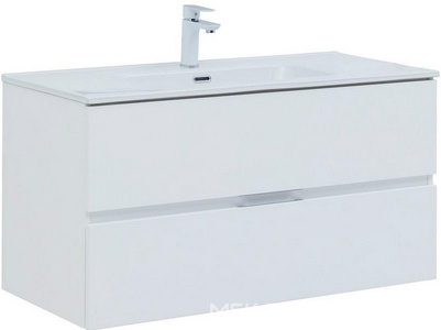 Тумба подвесная 100 см, 2 ящика, без раковины арт.254365 , цв.белый матовый Aquanet Алвита 277518