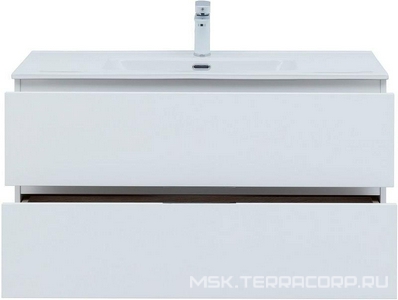 Тумба подвесная 100 см, 2 ящика, без раковины арт.254365 , цв.белый матовый Aquanet Алвита 277518