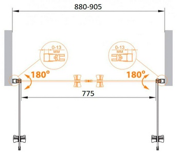 Душевая дверь 900х1900 мм, стекло-рифленное Punto, профиль-хром, ECO ZZ Cezares Eco ECO-O-B-2-90-P-Cr