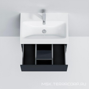 Тумба под раковину , подвесная, 60 см, 2 ящика push-to-open, цвет графит матовый AMPM Gem M90FHX06022GM