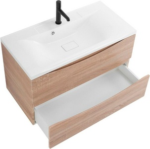 База под раковину подвесная с 2 выдвиж ящиками, 900х450x500мм, без раковины, (цв.Rovere Bianco),  ZZ BelBagno Marino MARINO-900-2C-SO-WO-P