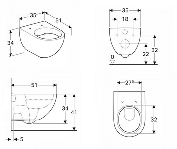 К-т:унитаз подвесн,безобод,сиден м-лифт,монтажн.рама, крепёж, клавиша цв.белый в компл.(:111.301.KJ.5 + 500.600.01.2 + 500.605.01.2),Acanto Sigma20 ZZ Geberit Selnova Square 500.301.KJ.A