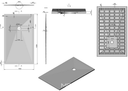 Поддон для душа 1500х900хh25мм, прямоугольный, крышка слива нерж.сталь в компл., без сифона арт. VSPH-D132,  (искуств.камень. цв.белый мат), Vincea ZZ Vincea Универсал VST-4SR9015W