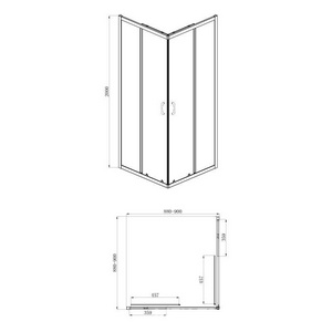 Душевое ограждение AZARIO 900х900х2000, БЕЗ ПОДДОНА, прозрачное стекло 6 мм, цвет профиля черный,  ZZ Azario Azario AZ-ND1142 900 Black