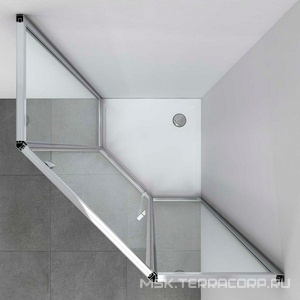 Душевой уголок 900х900хh1950мм, 5-ти угольный, распашн.дверь правая/левая, с 2 неподв.сегмент.(ст.прозр.6мм Easy Clean, фурнит.цв.хром),  ZZ Vincea Penta VSP-3P900CL