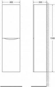 Шкаф подвесной с двумя распашными дверцами, ПЕТЛИ СПРАВА, две полки внутри, 400х300хh1500мм, (цв.Rovere Moro),  ZZ BelBagno Marino FLY-MARINO-1500-2A-SC-RW-P-R