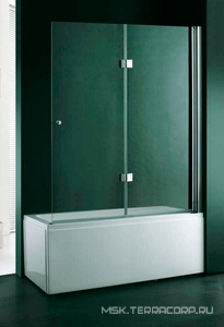 Штора на ванну складная 2-х секционная, 1200х1450мм, крепление слева/справа (стекло прозр. 6мм, фурнит. цв.хром), ZZ Cezares Verona VERONA-V-21-120-C-Cr