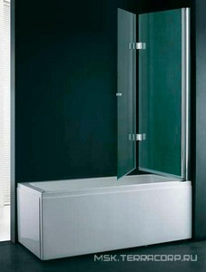 Штора на ванну складная 2-х секционная, 1200х1450мм, крепление слева/справа (стекло прозр. 6мм, фурнит. цв.хром), ZZ Cezares Verona VERONA-V-21-120-C-Cr