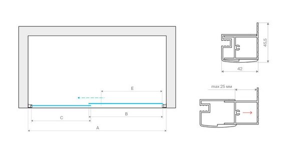 Дверь в нишу, 170x190 см, двухстворчатая раздвижная, профиль черный матовый, стекло прозрачное, ZZ Vegas Glass ZP ZP NOVO 170 02М 01