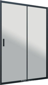 Дверь в нишу, 170x190 см, двухстворчатая раздвижная, профиль черный матовый, стекло прозрачное, ZZ Vegas Glass ZP ZP NOVO 170 02М 01