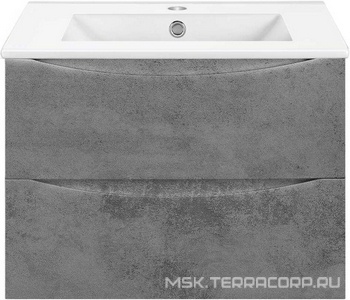 База под раковину подвесная, 2 выкатных ящика,704x394x500мм, без раковины, (цв.Beton),  ZZ Vincea Mia Slim VMC-2MC700S1BT