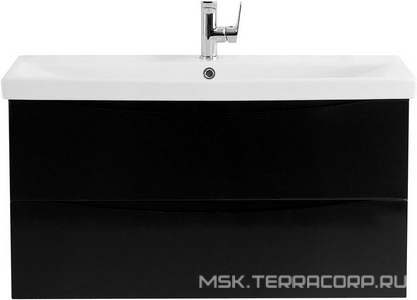 База под раковину подвесная с 2 выкатными ящиками, 964x438x500мм, без раковины, (цв.Nero Lucido),  ZZ BelBagno Marino-Cer MARINO-CER-1000-2C-SO-NL-P