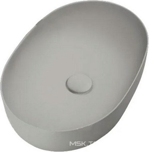 Раковина накладная на столешницу, овальная 60х40см, без отв.д/смесит., без перелива, (цв.серый матовый Grigio matt),  ZZ Kerasan Nolita 534359