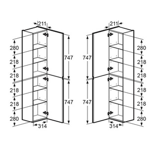 Пенал подвесной 35х25,7х150 см, универсальный, цвет белый, крепеж в комплекте ZZ Roca OLETA A857650806