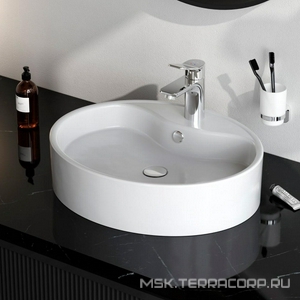 Раковина накладная, овальная, 560х450 мм, с отверстием под смеситель, цв.белый глянец AMPM FUNC M8FWCC20561WG