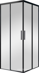 Душевой уголок 1000x1000хh1950мм, квадратн., раздвижные двери, (стекло прозрачное 6мм Easy Clean, фурн.цв.черный мат.),  ZZ Vincea Soft VSS-3SO100CLB