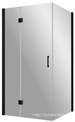 Душевое ограждение AFP-Fis, 120*80*1900 мм, ЛЕВОЕ профиль черный матовый, стекло сатин, петли круглые, ручка flat,  ZZ