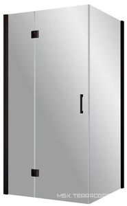 Душевое ограждение , 120*80*1900 мм, ЛЕВОЕ профиль черный матовый, стекло сатин, петли круглые, ручка flat,  ZZ Vegas Glass AFP-Fis AFP-Fis 120*80 02М 10 / Левое