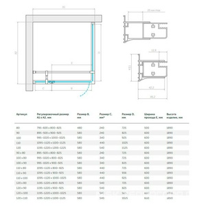 Душевое ограждение , 120*80*1900 мм, ЛЕВОЕ профиль черный матовый, стекло сатин, петли круглые, ручка flat,  ZZ Vegas Glass AFP-Fis AFP-Fis 120*80 02М 10 / Левое
