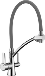 Смеситель для кухни, с подключением к фильтру с питьевой водой, цвет хром/серый ZZ Lemark comfort LM3071C-Gray